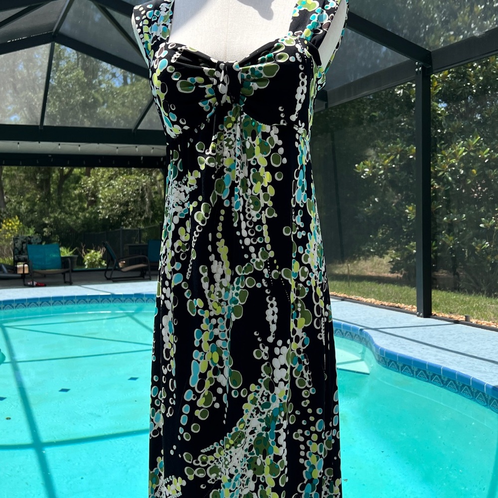 Lily Black and Green print maxi Dress